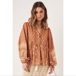 Spell & The Gypsy Utopia Blouse Size Medium M, Cinnamon, NWT